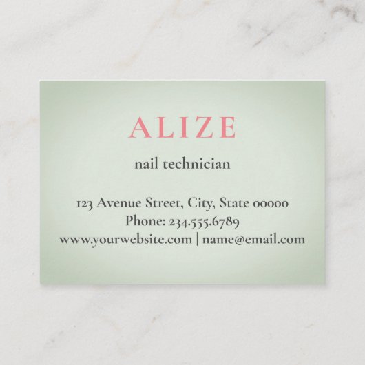 Stijlvol visitekaartje nageltechnicus, schoonheids (Achterkant)