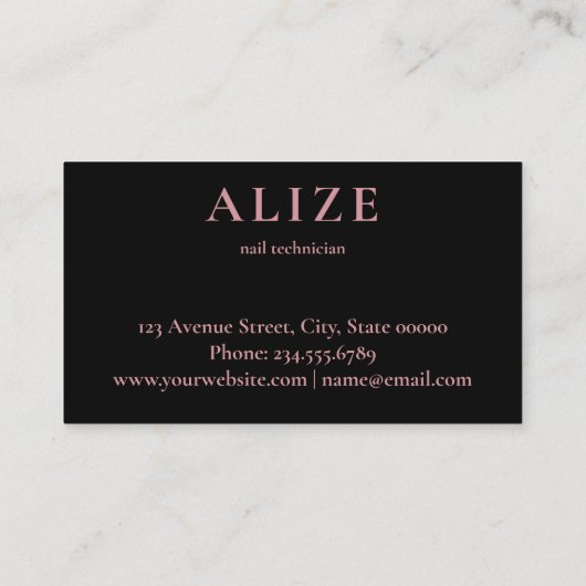 Stijlvol visitekaartje nageltechnicus, schoonheids (Achterkant)