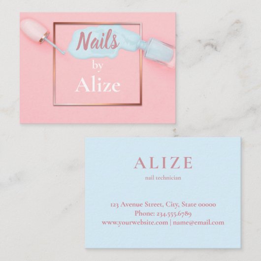 Stijlvol visitekaartje nageltechnicus, schoonheids (Voorkant / Achterkant)