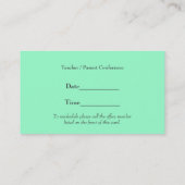 Stijlvol Visitekaartje van de groene Apple-leraar Afsprakenkaartje (Achterkant)