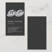 Stijlvol Visitekaartje voor verticaal grijs monogr (Voorkant / Achterkant)