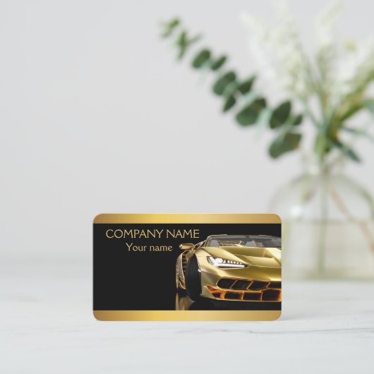 Stijlvol Visitekaartje voor zwart en gouden auto's (Staand voorkant)