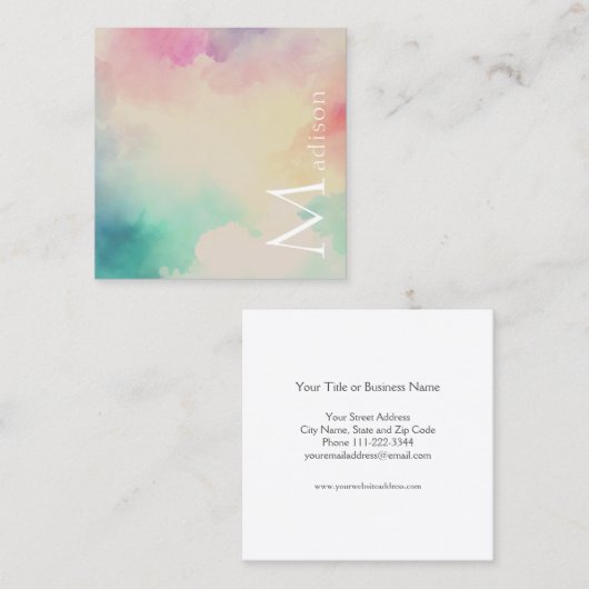 Stijlvol Visitekaartje Waterverf Square (Voorkant / Achterkant)