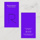 Stijlvol Visitekaartje zwart monogram Indigokleur (Voorkant / Achterkant)