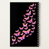 Stijlvol vlinderpatroon Voeg naam toe Roze en Zwar Notitieboek (Achterkant)