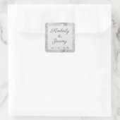 Stijlvol  voethuwelijk vierkante sticker (Tas)