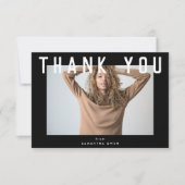 stijlvol voguish black chic smart afstudeerder fot bedankkaart (Voorkant)