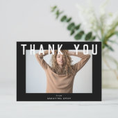 stijlvol voguish black chic smart afstudeerder fot bedankkaart (Staand voorkant)