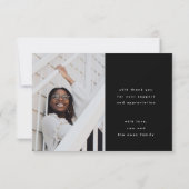 stijlvol voguish black chic smart afstudeerder fot bedankkaart (Achterkant)