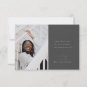 stijlvol voguish grijs afstudeerder foto bedankkaart (Achterkant)