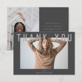 stijlvol voguish grijs afstudeerder foto bedankkaart (Voorkant / Achterkant)