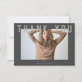 stijlvol voguish grijs afstudeerder foto bedankkaart