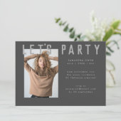 stijlvol voguish grijs afstudeerder foto moderne p kaart (Staand voorkant)