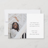 stijlvol voguish white chic smart afstudeerder fot bedankkaart (Achterkant)