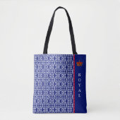 Stijlvol vormig diamantpatroon in blauw en wit tote bag (Voorkant)