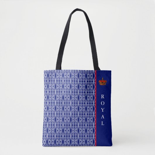 Stijlvol vormig diamantpatroon in blauw en wit tote bag (Voorkant)