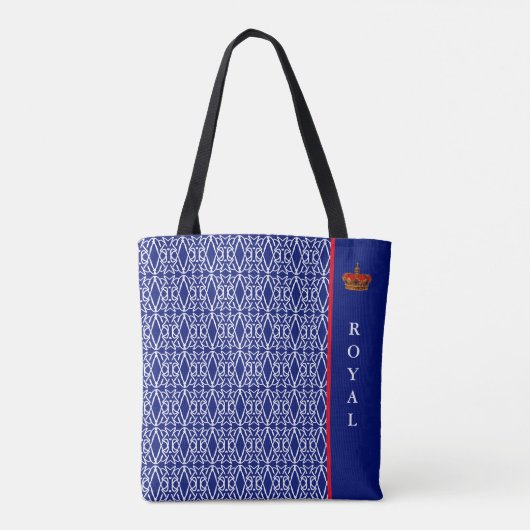 Stijlvol vormig diamantpatroon in blauw en wit tote bag (Achterkant)