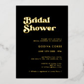 Stijlvol Vrijgezellenfeest met retro zwart en goud Folie Uitnodiging (Voorkant)