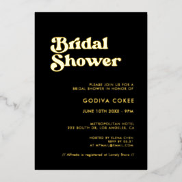 Stijlvol Vrijgezellenfeest met retro zwart en goud Folie Uitnodiging