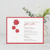 Stijlvol Vrijgezellenfeest met rode bloemen uitnod Kaart (Staand voorkant)