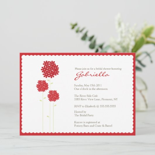 Stijlvol Vrijgezellenfeest met rode bloemen uitnod Kaart