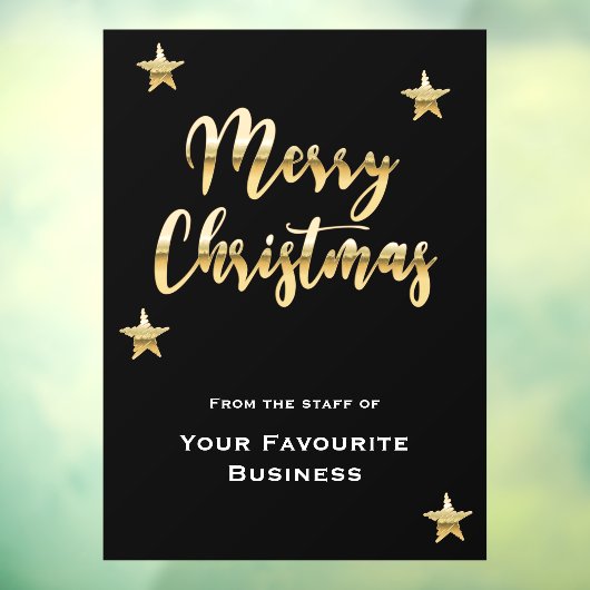 Stijlvol Vrolijk Kerstfeest metallic goud zwart Raamsticker (Vel 3)