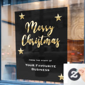 Stijlvol Vrolijk Kerstfeest metallic goud zwart Raamsticker (Cafe Raam)