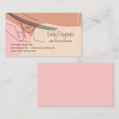 Stijlvol Vrouw lijntekening in Pet handroze crème Visitekaartje (Voorkant / Achterkant)