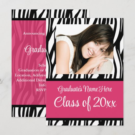 Stijlvol vrouwelijk Afstuderen of feest uitnodigen Kaart (Voorkant / Achterkant)