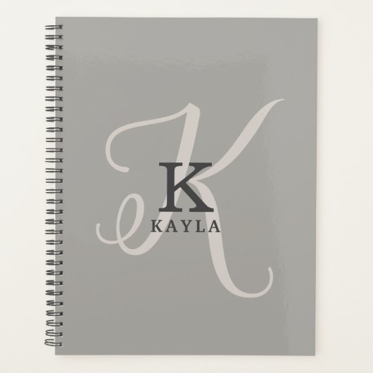 Stijlvol vrouwelijk monogram op neutrale achtergro planner (Voorkant)
