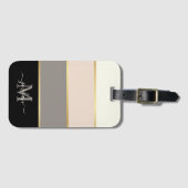 Stijlvol vrouwelijk streeppatroon met monogram bagagelabel (Voorkant (horizontaal))