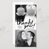Stijlvol vun handschrift Dank u twee fotokaarten Bedankkaart (Voorkant / Achterkant)