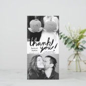 Stijlvol vun handschrift Dank u twee fotokaarten Bedankkaart (Staand voorkant)