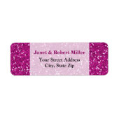 Stijlvol, warm roze glitter etiket (Voorkant)