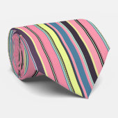 Stijlvol, warm roze, zwart, geel design stropdas (Opgerold)