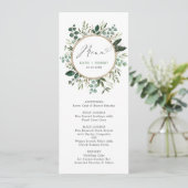 Stijlvol Waterverf Greenery Gold Wedding Menu Kaart (Staand voorkant)