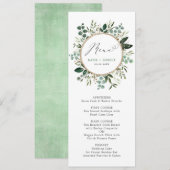 Stijlvol Waterverf Greenery Gold Wedding Menu Kaart (Voorkant / Achterkant)