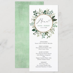 Stijlvol Waterverf Greenery Gold Wedding Menu Kaart