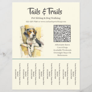 Stijlvol Waterverf Honden Uitlaat Tear Sheet Flyer
