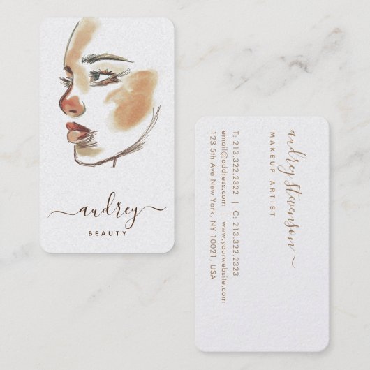 Stijlvol Waterverf Illustrator-script Visitekaartje (Voorkant / Achterkant)