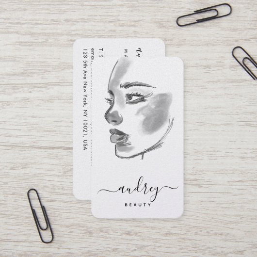 Stijlvol Waterverf in Black White Visitekaartje (Voorkant / Achterkant in situ)