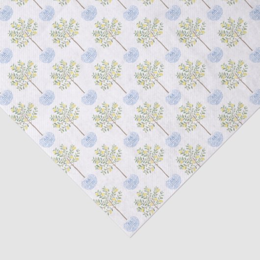 Stijlvol Waterverf Lemon Topiary Tree Patroon Tissuepapier (Detail)