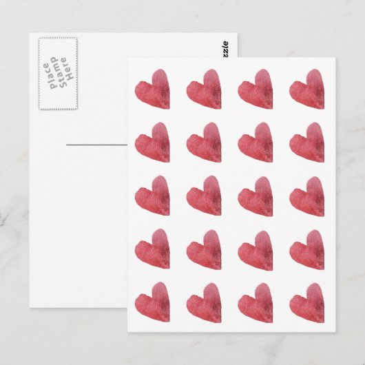 Stijlvol waterverf rood afdrukken briefkaart (Voorkant / Achterkant)