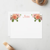 Stijlvol Waterverf Rozen Handschrift Script Notitiekaartje (Voorkant / Achterkant in situ)