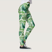 Stijlvol Waterverf Tropische bladeren Patroon Leggings (Rechts)