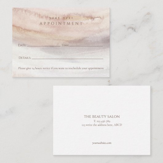 Stijlvol, waterverf, yoga, spa, Appointcard Afsprakenkaartje (Voorkant / Achterkant)