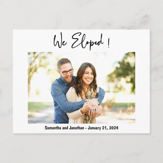 Stijlvol We Eloped Foto Aankondiging Briefkaart (Voorkant)