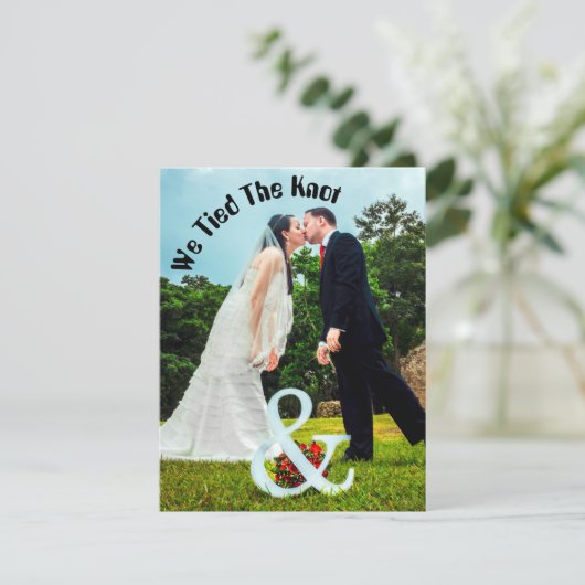 Stijlvol We Tied De Knoop Bruiloft Aankondiging (Staand voorkant)