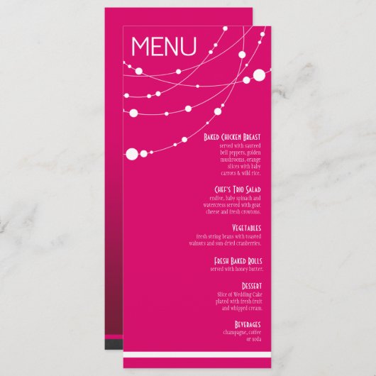 Stijlvol Weddenmenu | fuschia Menu (Voorkant / Achterkant)