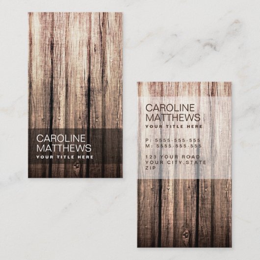 Stijlvol weersprofiel van houtwaren visitekaartje (Voorkant / Achterkant)